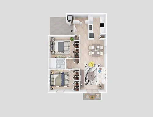 Floor plan Two Bedroom, One Bath Large