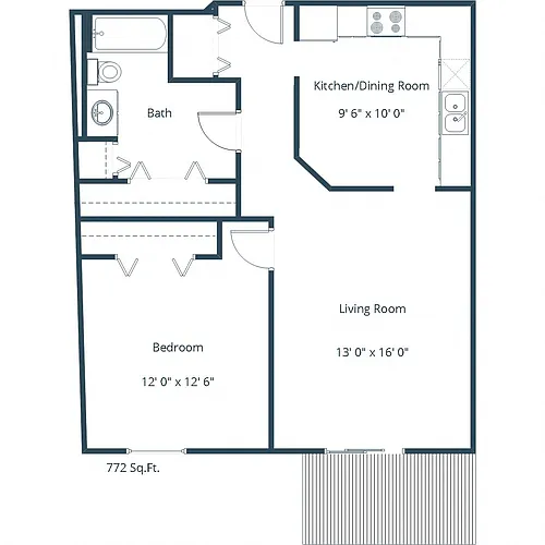 Floor plan One Bedroom 11B