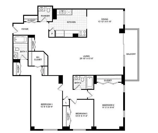 Floor plan 3 Bedroom D or N line