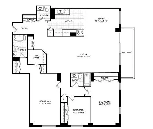 Floor plan 3 Bedroom D or N line