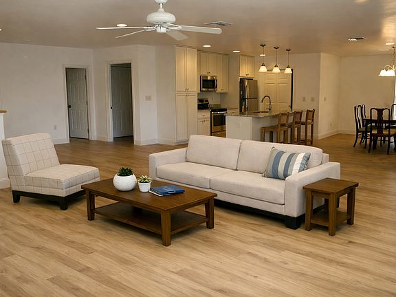 Living area with view to bathroom #1
