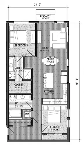 Floor plan The Confluence 2A