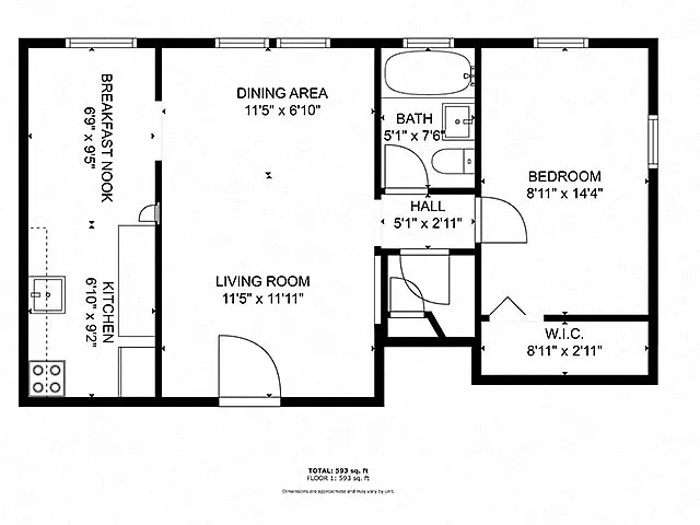 Floor plan Eastpointe 1 1 Bedroom 1 Bathroom