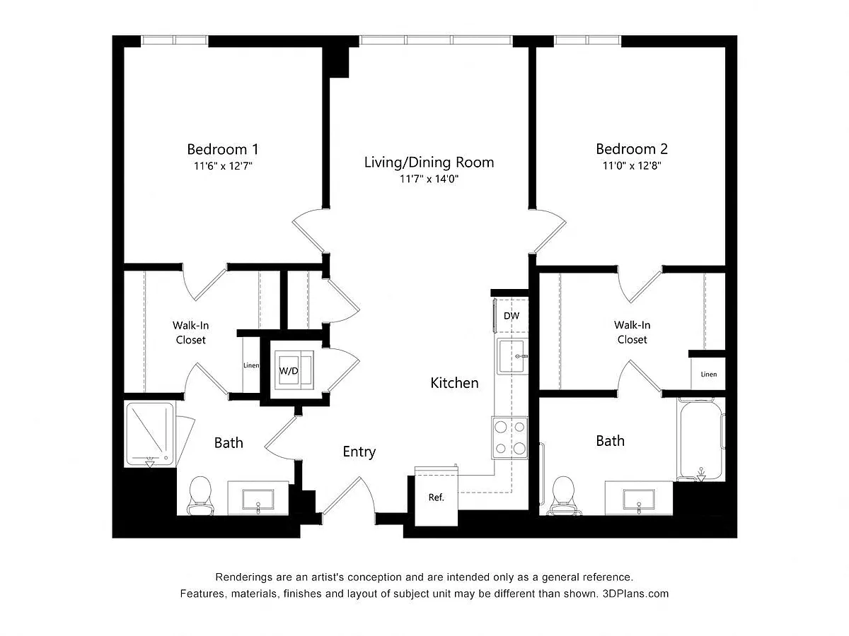 Floor plan C03A - 2 Bedroom
