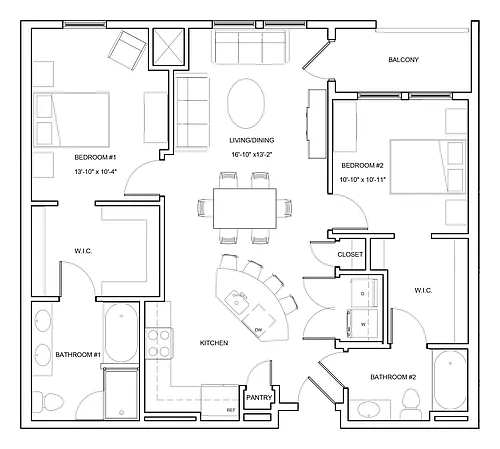 Floor plan 2 Bed/2 Bath-B2-B-Mariner