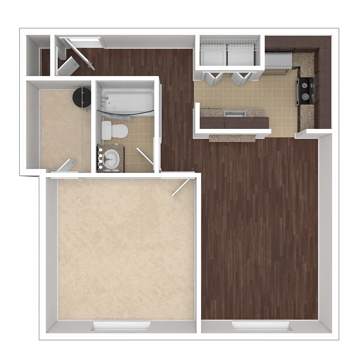 Floor plan 1 Bedroom, 1 Bath Standard