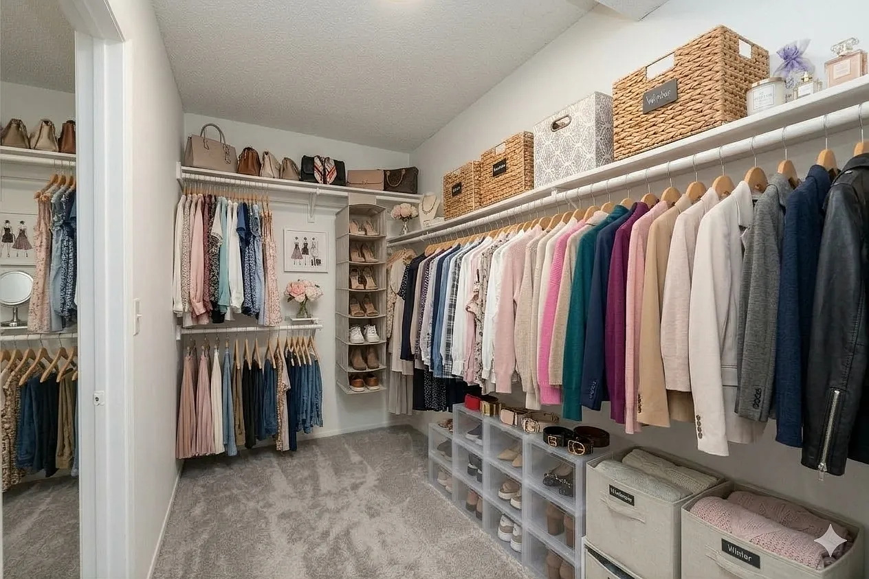 Upstairs Walk In Closet AI Furnished Idea