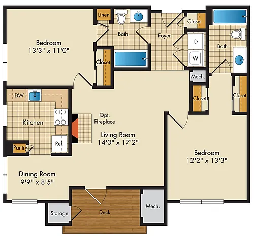 Floor plan 2 Bed 2 Bath