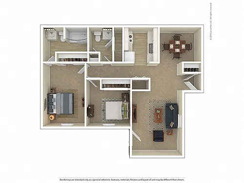 Floor plan Two Bedroom One Bath