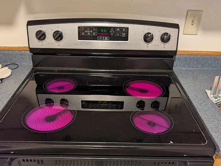 New Stove - with all burners on
