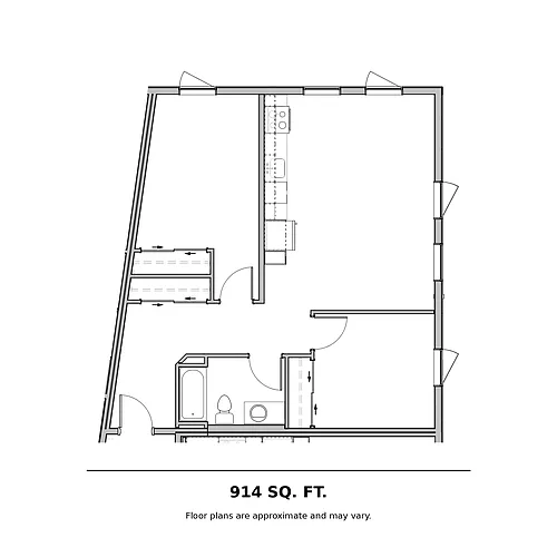 Floor plan 2 Bedroom 1 Bath