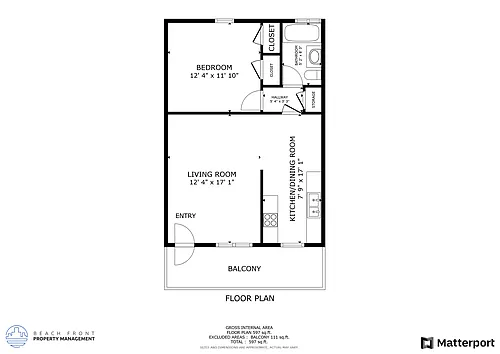 Floor plan 1 bed 1 bath