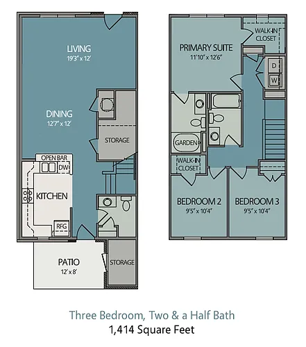 Floor plan 3 Bed/2.5 Bath Townhouse