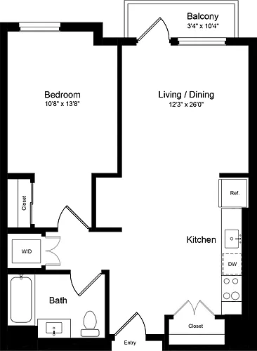 Floor plan 1 Bedroom JB