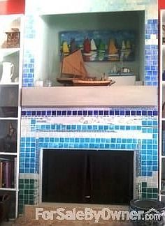 Tiled fireplace surround