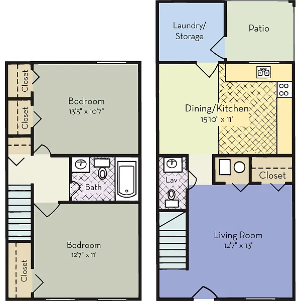 Floor plan Two Bedroom Townhome