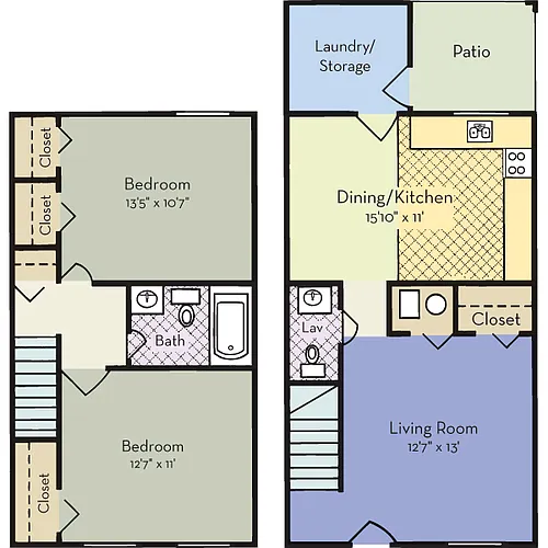 Floor plan Two Bedroom Townhome