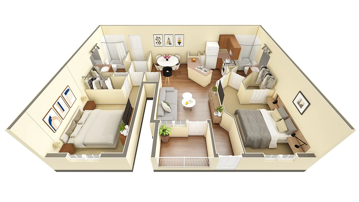 Floor plan 2 BR Grand Courtyard Garage