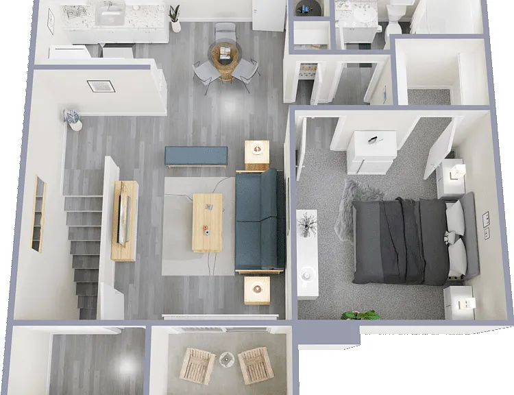 1 Bed 1 Bath Floorplan Diagram