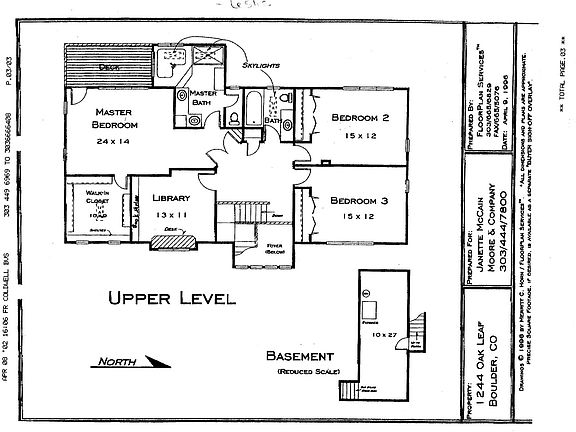 Upper level floor plan