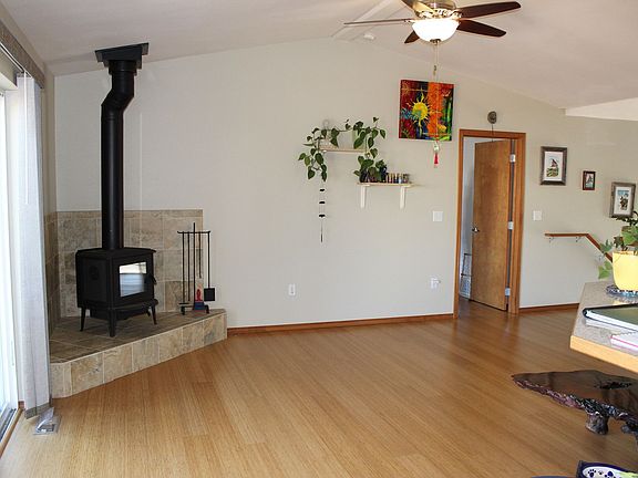 Living room with woodstove