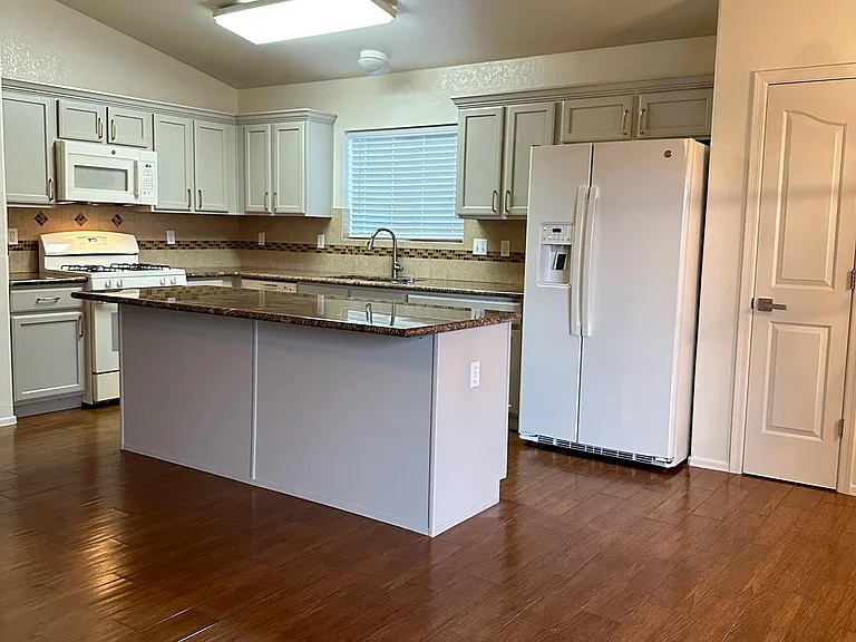 kitchen with refinished cabinets