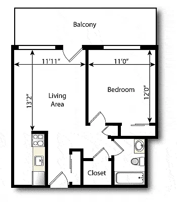 Floor plan Julian32 1 Bed X 1 Bath