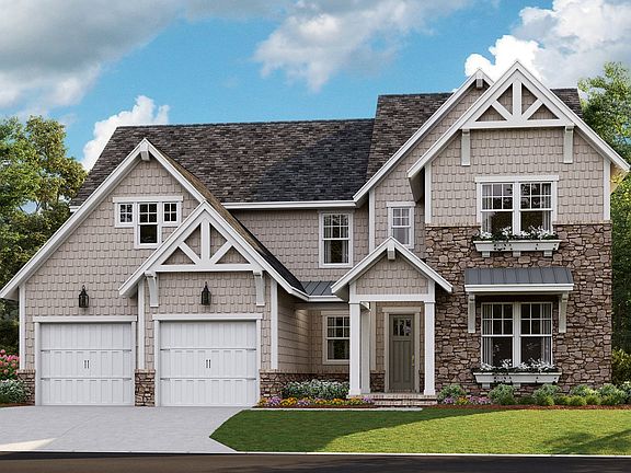 Napa D - Craftsman 3-Car Tandem Front Load Garage Note Renderings may show optional features