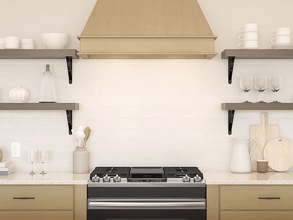 Floating shelves in kitchen