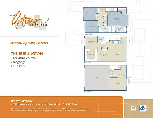 Floor plan The Burlington - includes a 2 car attached garage