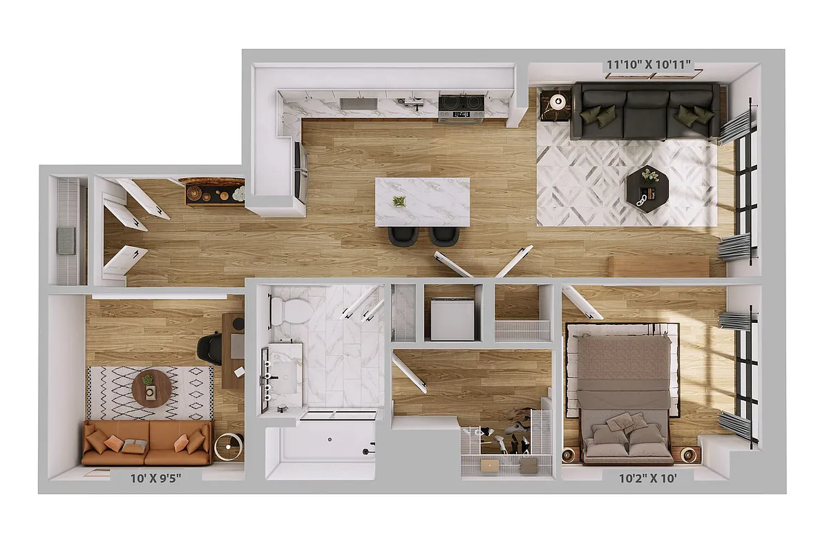 Floor plan A1D - One Bed plus Den