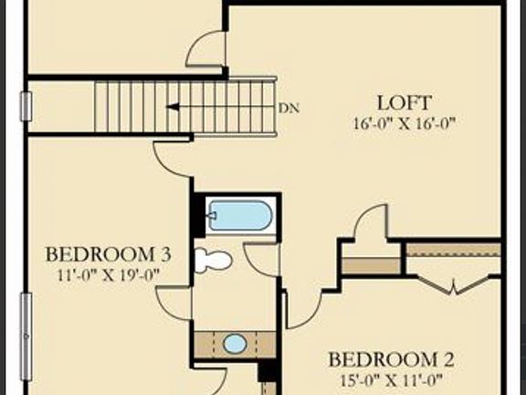 Second Floor with spacious 2 bedrooms, shared bathroom and well spaced unfinished area that could be used for additional storage.
