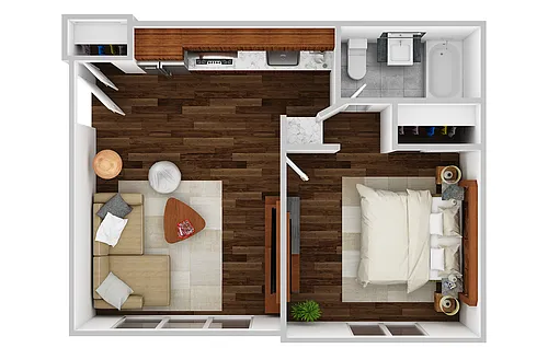 Floor plan A1. 1 Bedroom/1 Bath