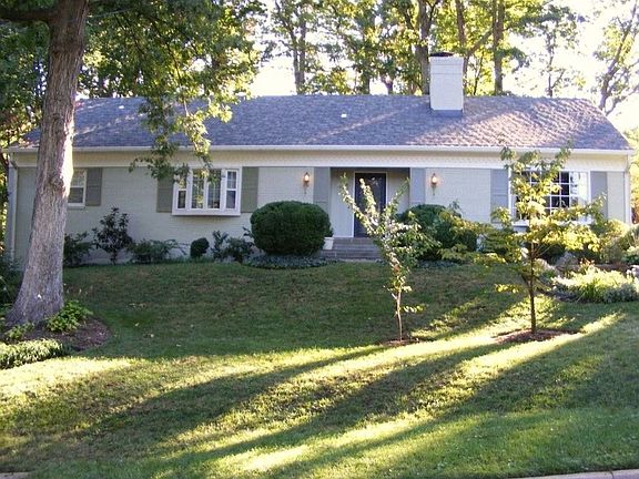 Front view of this colonial style house on a hill.