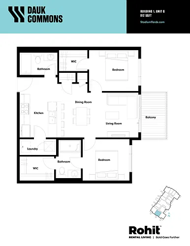 Floor plan Suite G - 2 Bed, 2 Bath 2 Bed 2 Bath 2
