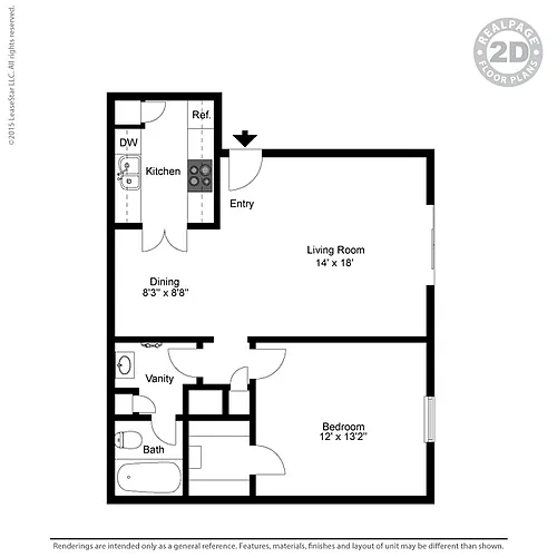 Floor plan Small 1 Bedroom 1 Bath