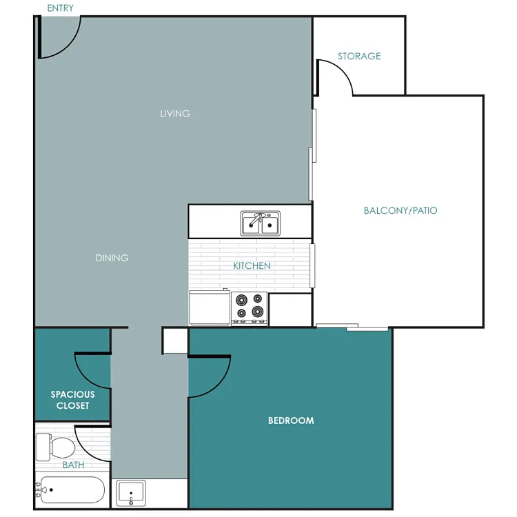 Floor plan 1 Bed 1 Bath