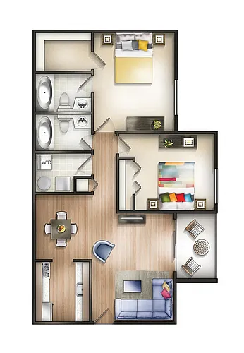 Floor plan 2 Bedroom 2 Bath Monroe at Manor