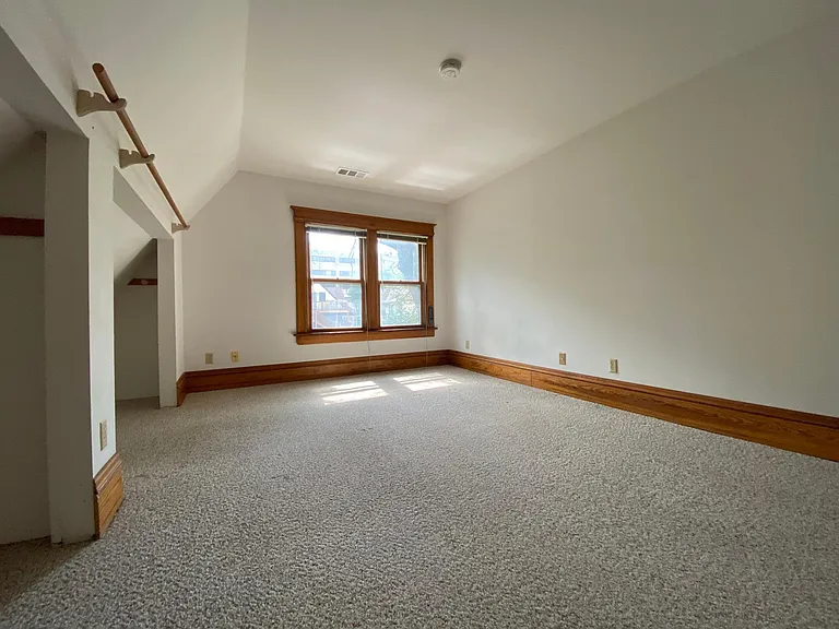 Bedroom with open closets