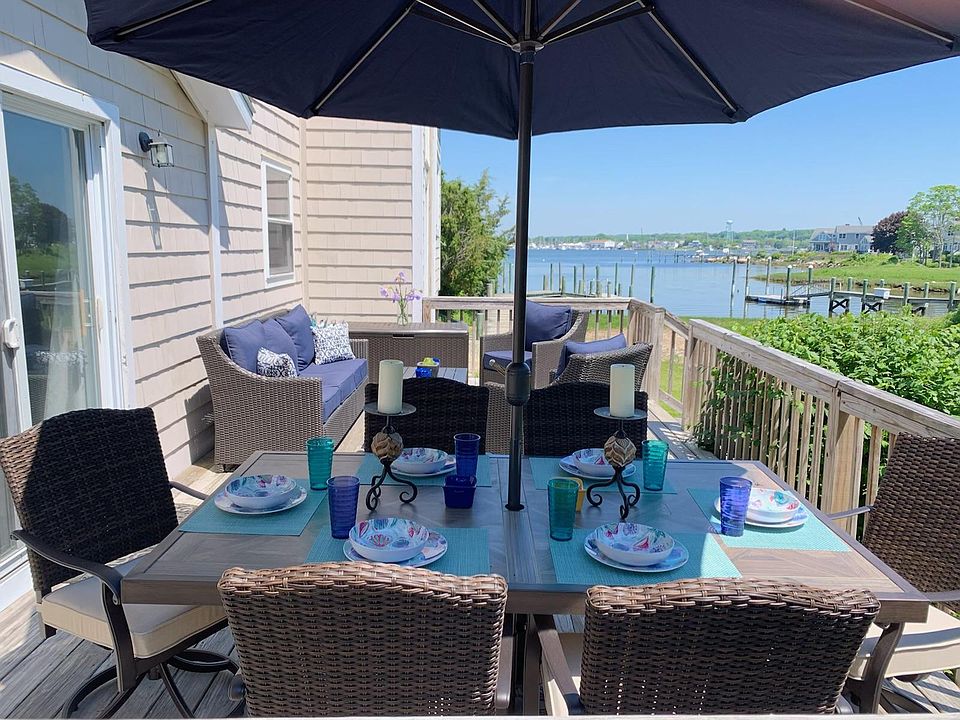 Dine al fresco on this beautiful deck overlooking the water.