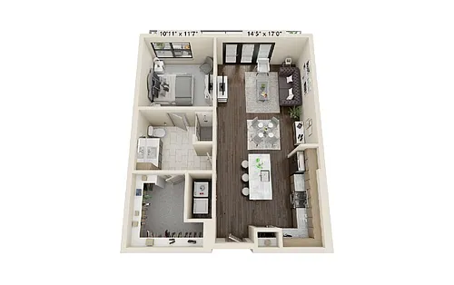 Floor plan 1 bedroom 1 bath