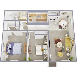 Floor plan 2 Bed 1 Bath