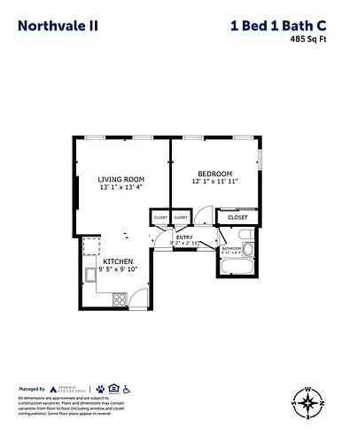 Floor plan 1 Bed 1 Bath C