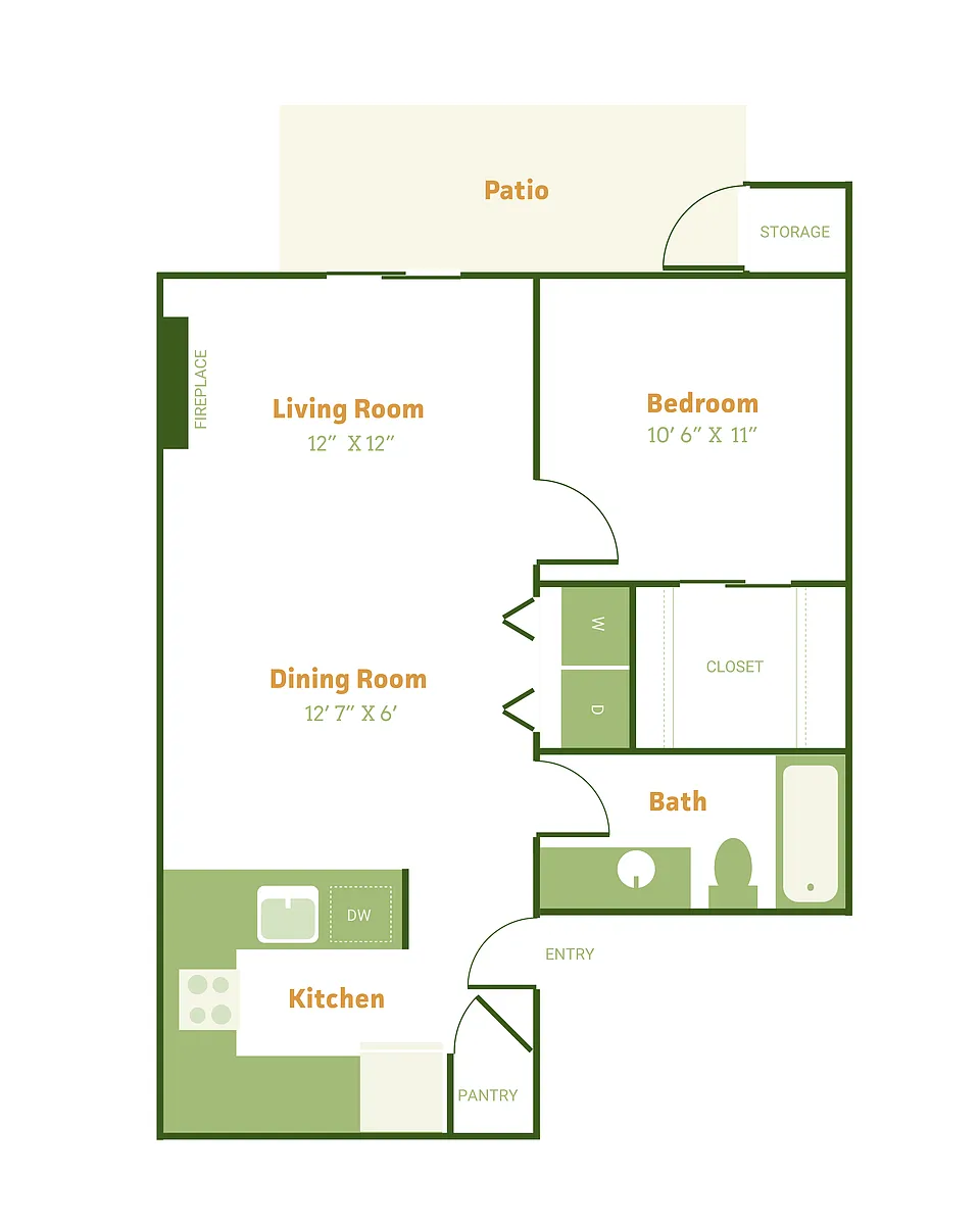 Floor plan 1X1 B