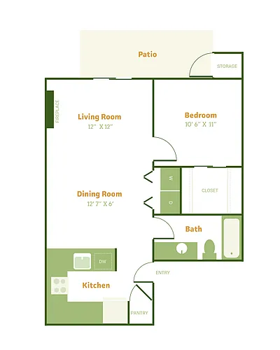 Floor plan 1X1 B
