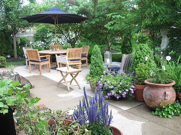 Mature trees and perennials abound