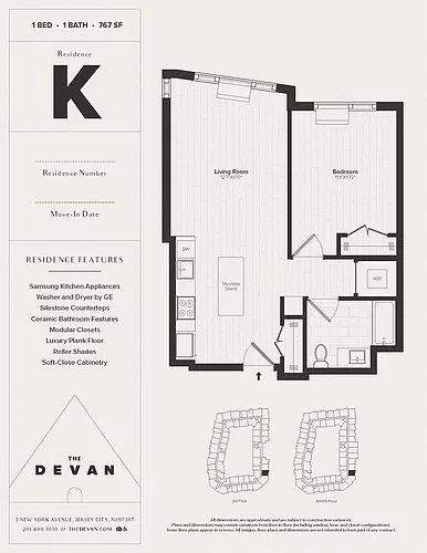 Floor plan 1 Bed 1 Bath K