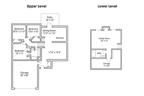 Floor plan 3 Bedroom 2 Bath Twinhome