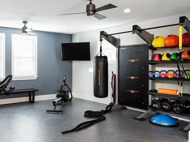 Stay Fit in Our Expanded Fitness Center with a Wide Range of Workout Equipment at The Flatts Salisbury.