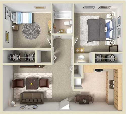 Floor plan 2 Bed 1 Bath Cottage